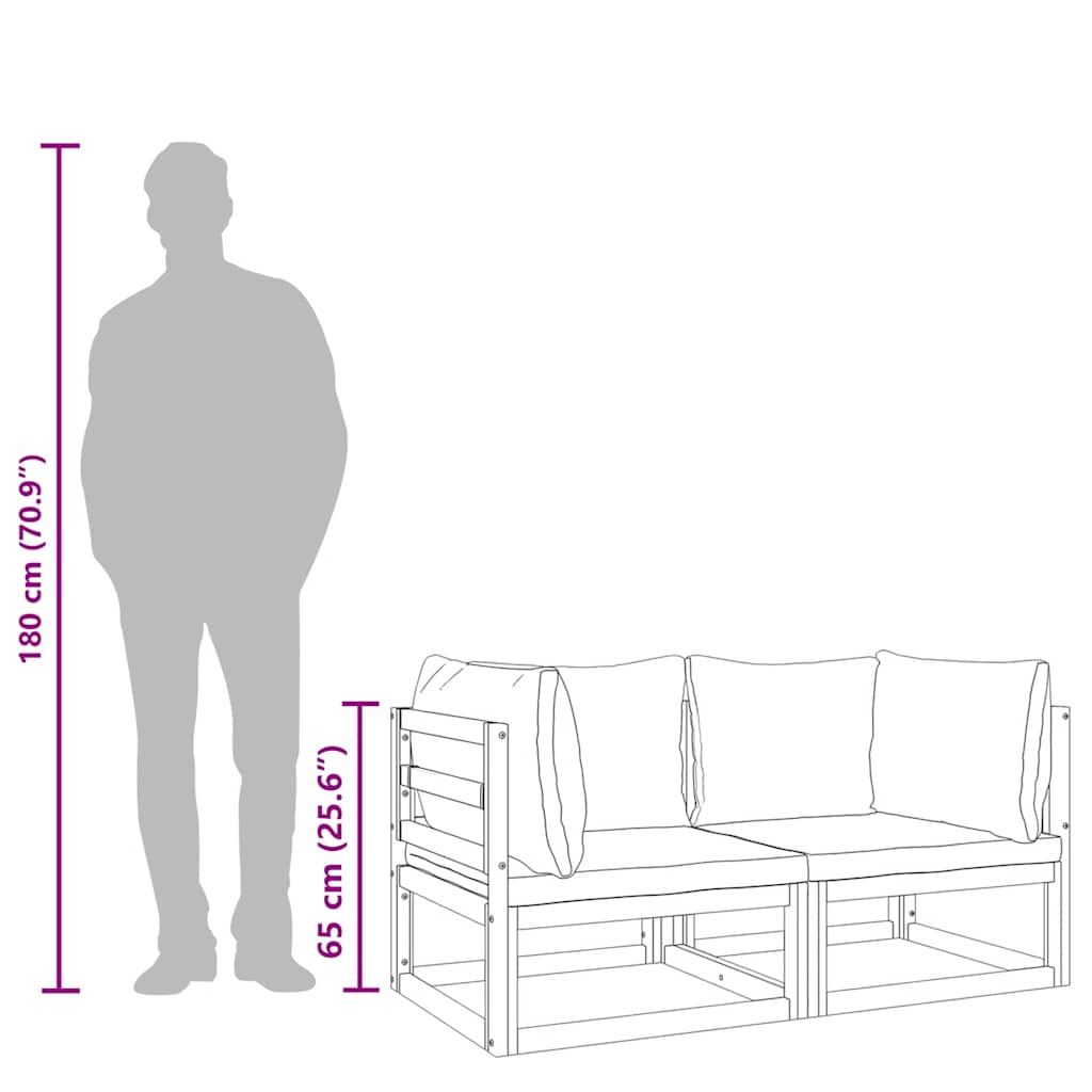 Γωνιακοί Καναπέδες 2 τεμ. Μασίφ Ακακία με Πράσινα Μαξιλάρια