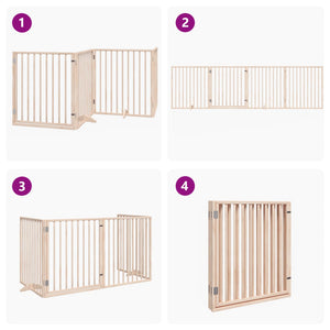 Διαχωριστικό Σκύλων/Πόρτα Πτυσσόμενο 4 Πάνελ 320εκ. Ξύλο Λεύκας