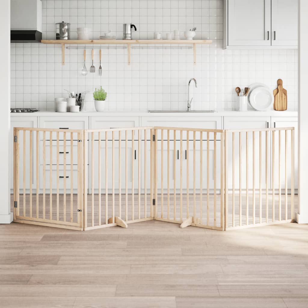 Διαχωριστικό Σκύλων/Πόρτα Πτυσσόμενο 4 Πάνελ 320εκ. Ξύλο Λεύκας