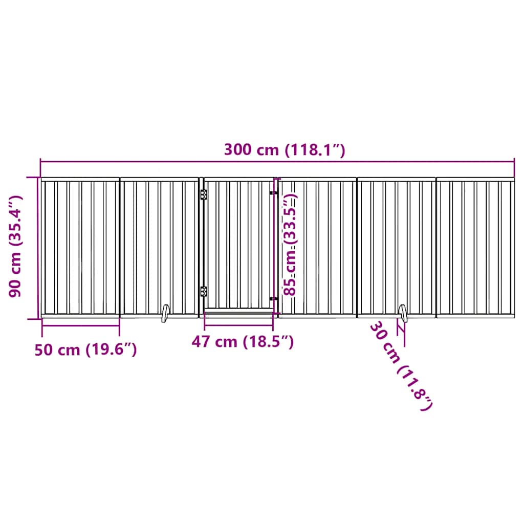 Πόρτα Σκύλου με Πόρτα, Πτυσσόμενη, Καφέ, 6 Πάνελ, Ξύλο Λεύκας 300 εκ. - Pakobazaar