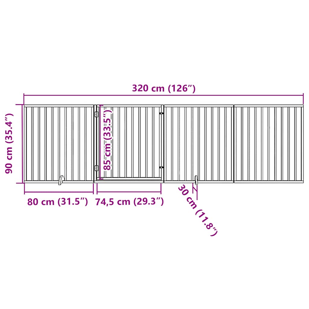 Πόρτα Σκύλου με Πόρτα, Πτυσσόμενη 4 Πάνελ, Καφέ 320 εκ. από Ξύλο Λεύκας - Pakobazaar