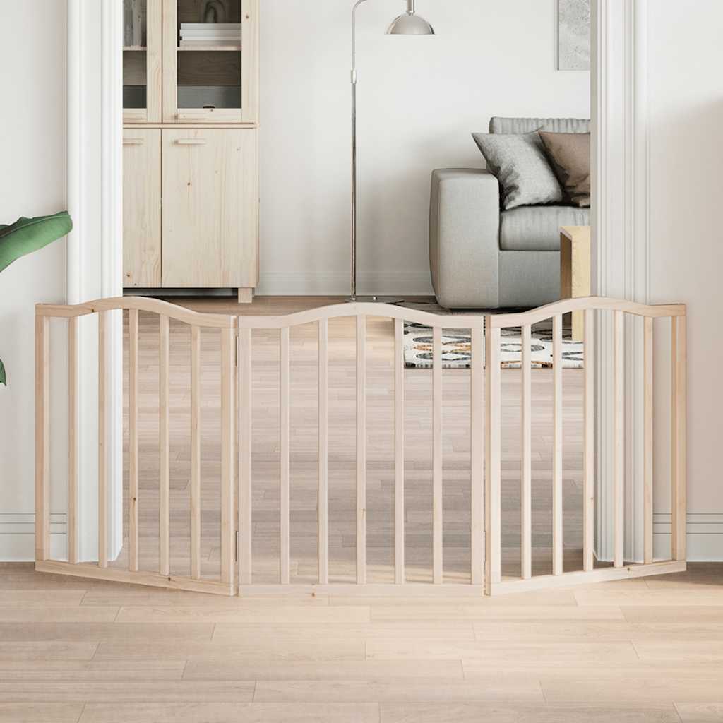 Διαχωριστικό Σκύλων Πτυσσόμενο 3 Πάνελ 150 εκ. Ξύλο Λεύκας