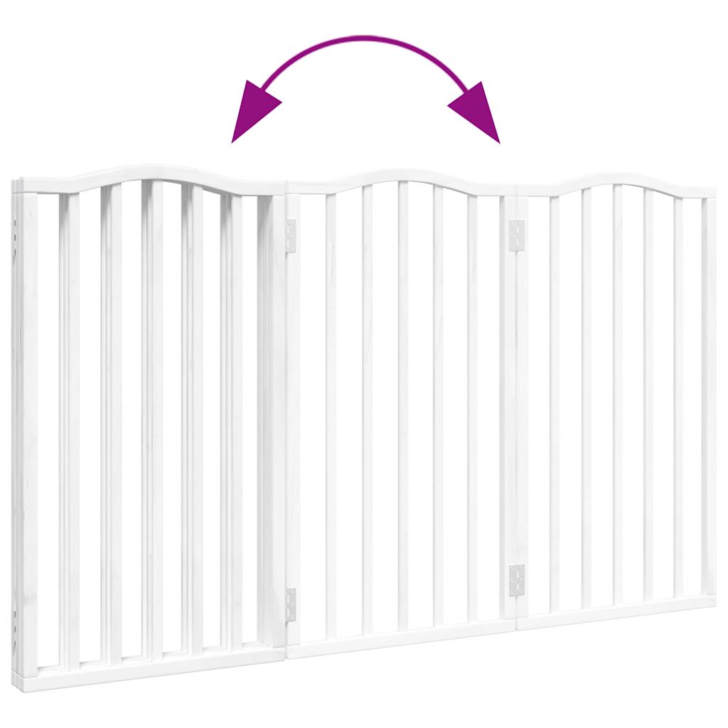Διαχωριστικό Σκύλων Πτυσσόμενο 3 Πάνελ Λευκό 150 εκ Ξύλο Λεύκας
