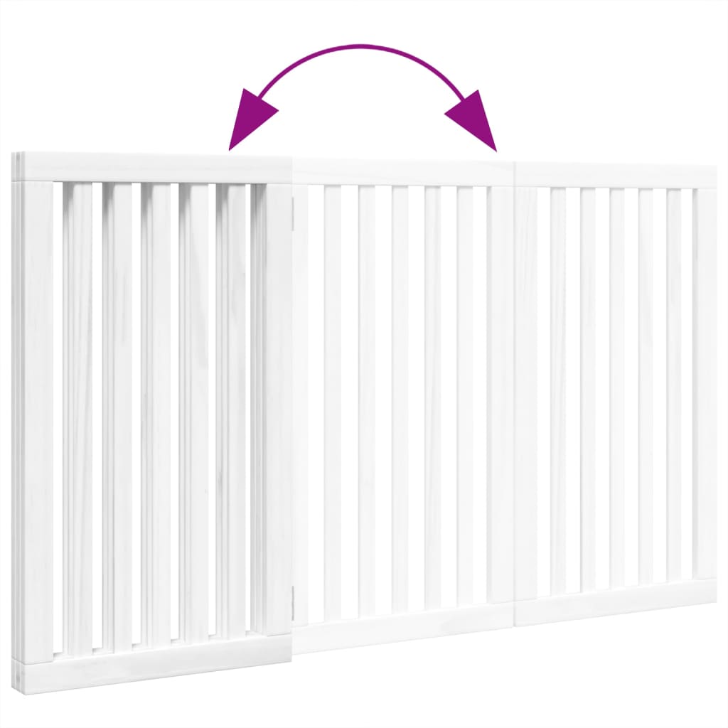 Διαχωριστικό Σκύλων Πτυσσόμενο 3 Πάνελ Λευκό 150 εκ Ξύλο Λεύκας - Pakobazaar