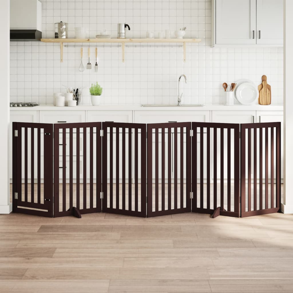 Διαχωριστικό Σκύλων/Πόρτα Πτυσσόμενο 6 Πάνελ 300εκ. Ξύλο Λεύκας