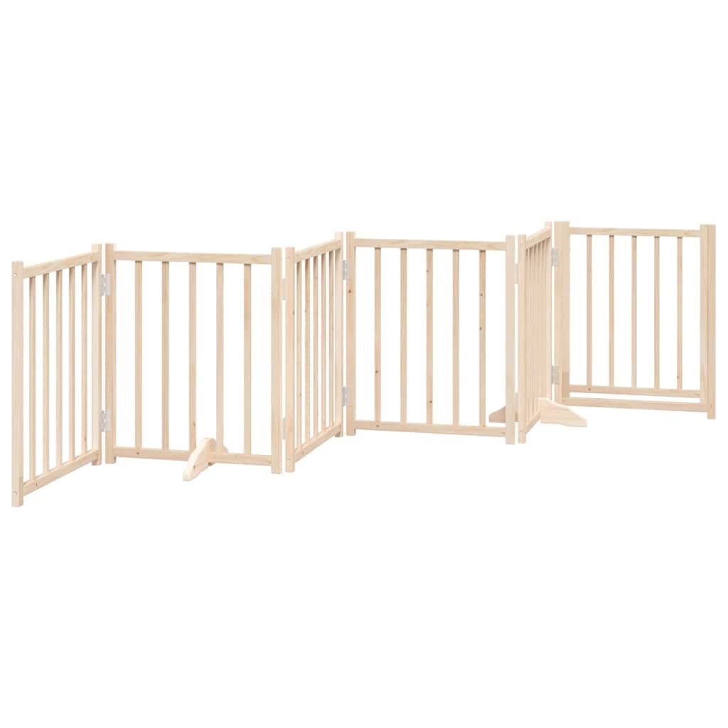 Πύλη σκύλου με πόρτα πτυσσόμενη 6 πάνελ 300cm μασίφ ξύλο ελάτης - Pakobazaar