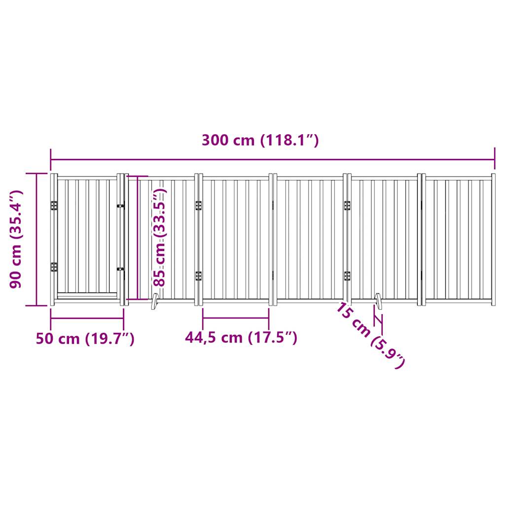 Διαχωριστικό Σκύλων/Πόρτα Πτυσσόμενο 6 Πάνελ 300εκ. Μασίφ Ελάτη - Pakobazaar