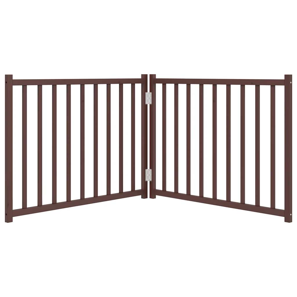 Πύλη σκύλου πτυσσόμενη 2 πάνελ καφέ δρυς 160 εκ. Μασίφ Ελάτη