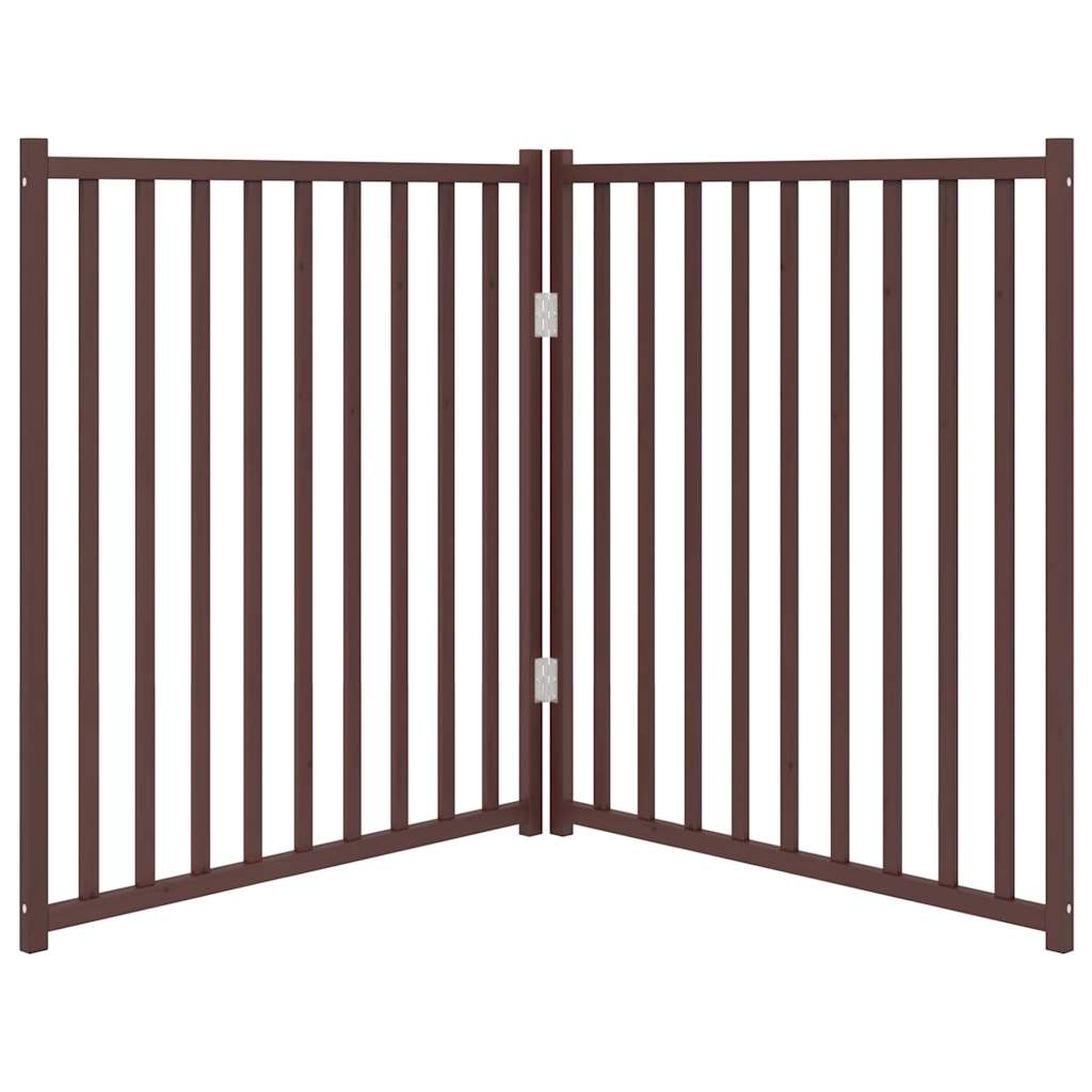 Πύλη σκύλου πτυσσόμενη 2 πάνελ καφέ δρυς 160 εκ. Μασίφ Ελάτη