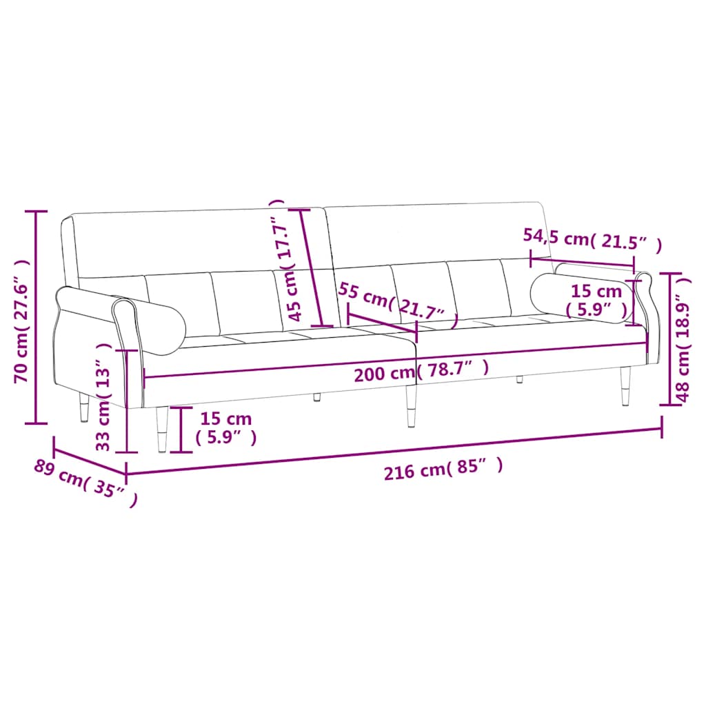 Καναπές Κρεβάτι Ανοιχτό Γκρι Βελούδινος με Μαξιλάρια