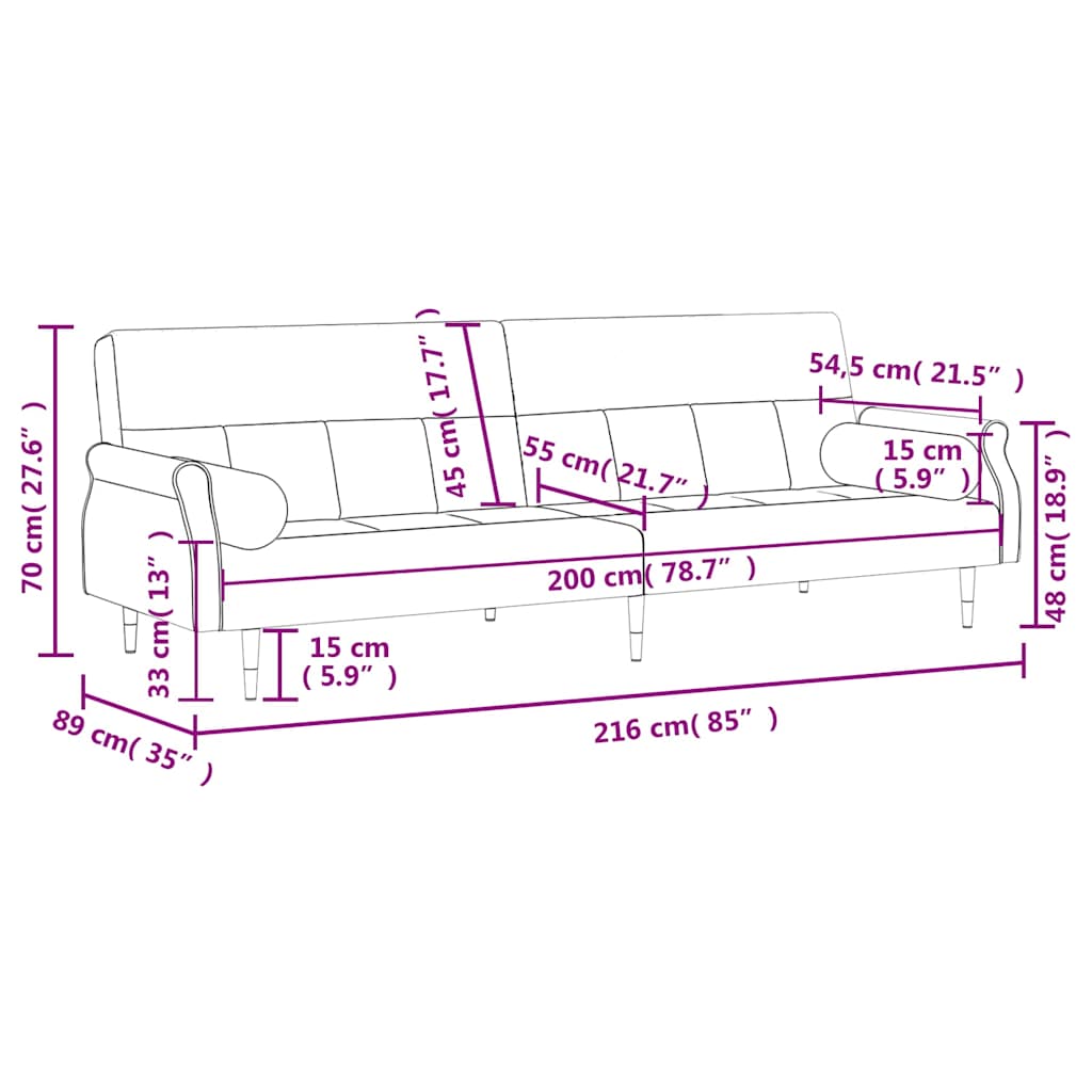 Καναπές Κρεβάτι Σκούρο Γκρι Βελούδινος με Μαξιλάρια