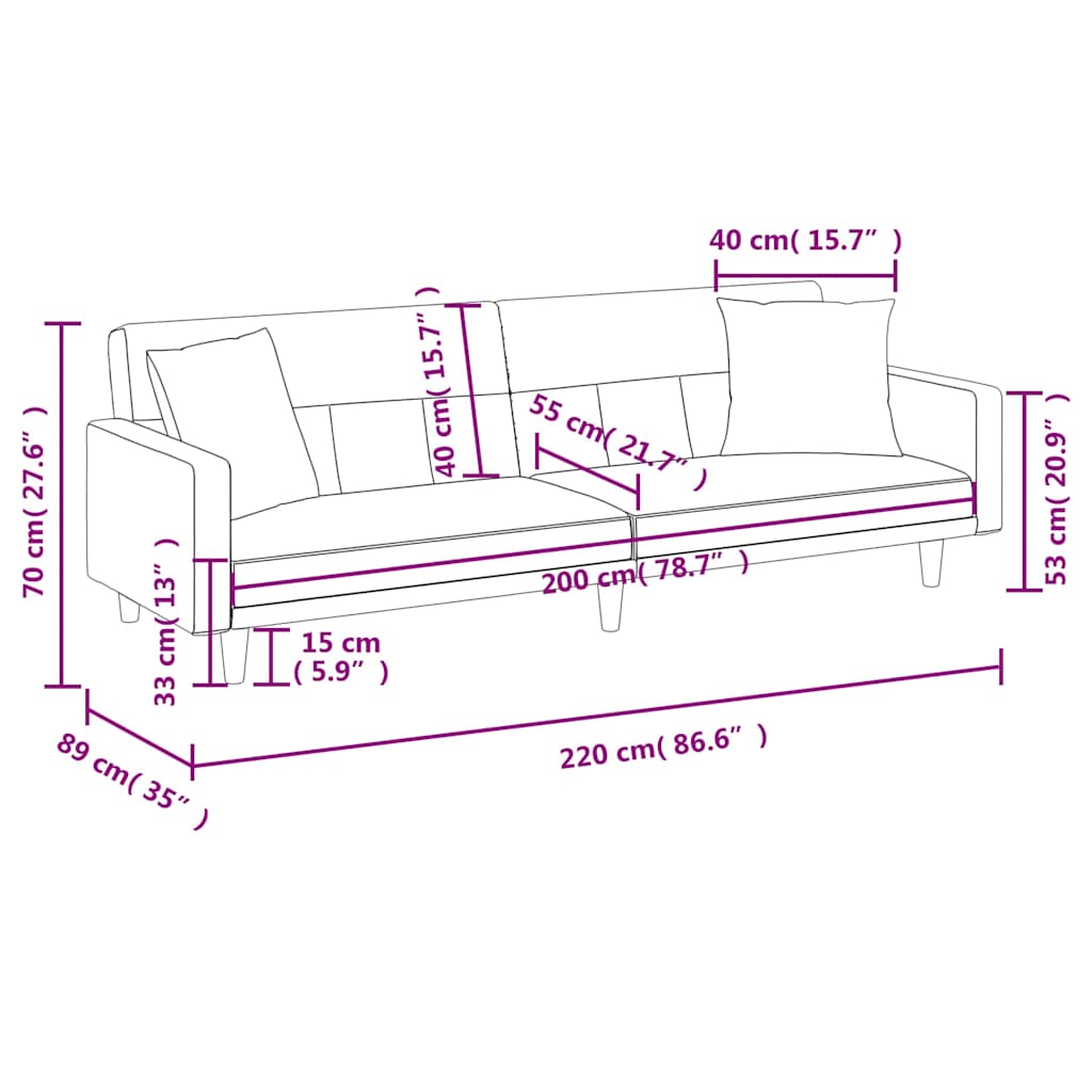 Καναπές Κρεβάτι Μαύρος Υφασμάτινος με Μαξιλάρια - Pakobazaar