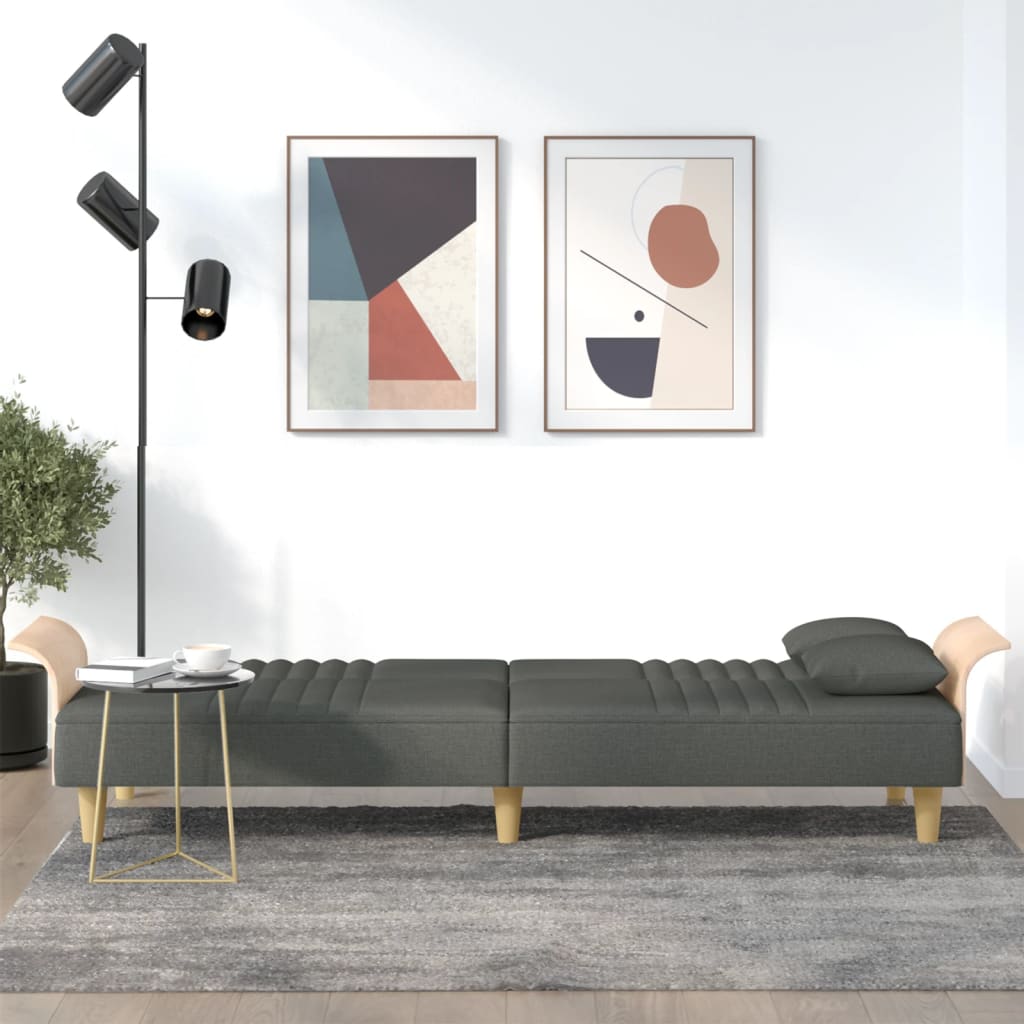 Καναπές Κρεβάτι με Μπράτσα Σκούρο Γκρι Υφασμάτινος