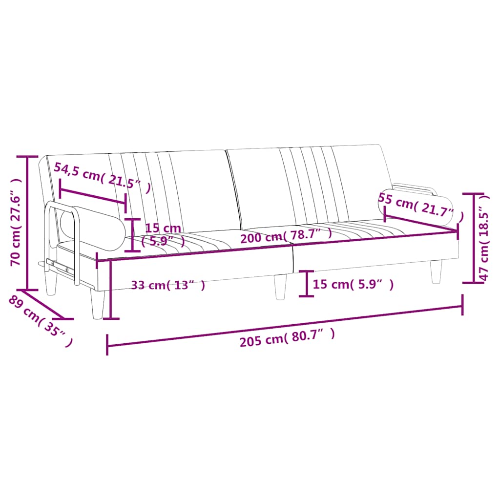 Καναπές Κρεβάτι με Μπράτσα Ανοιχτό Γκρι Βελούδινος - Pakobazaar