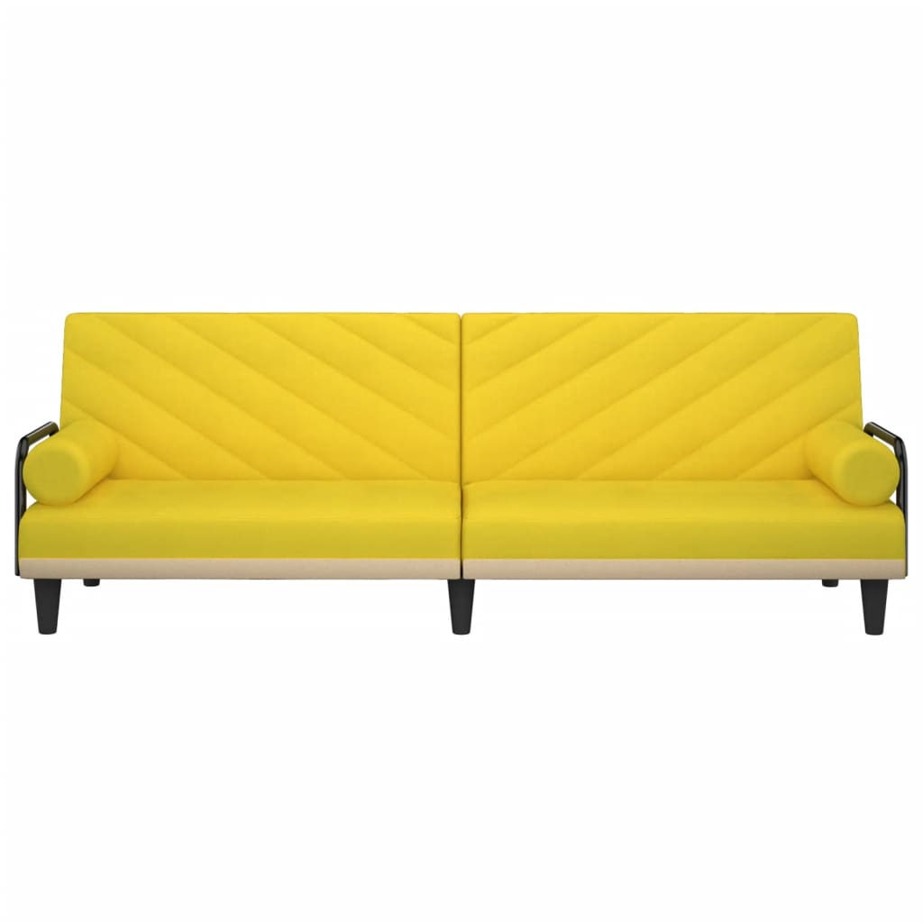 Καναπές Κρεβάτι με Μπράτσα Ανοιχτό Κίτρινο Υφασμάτινος