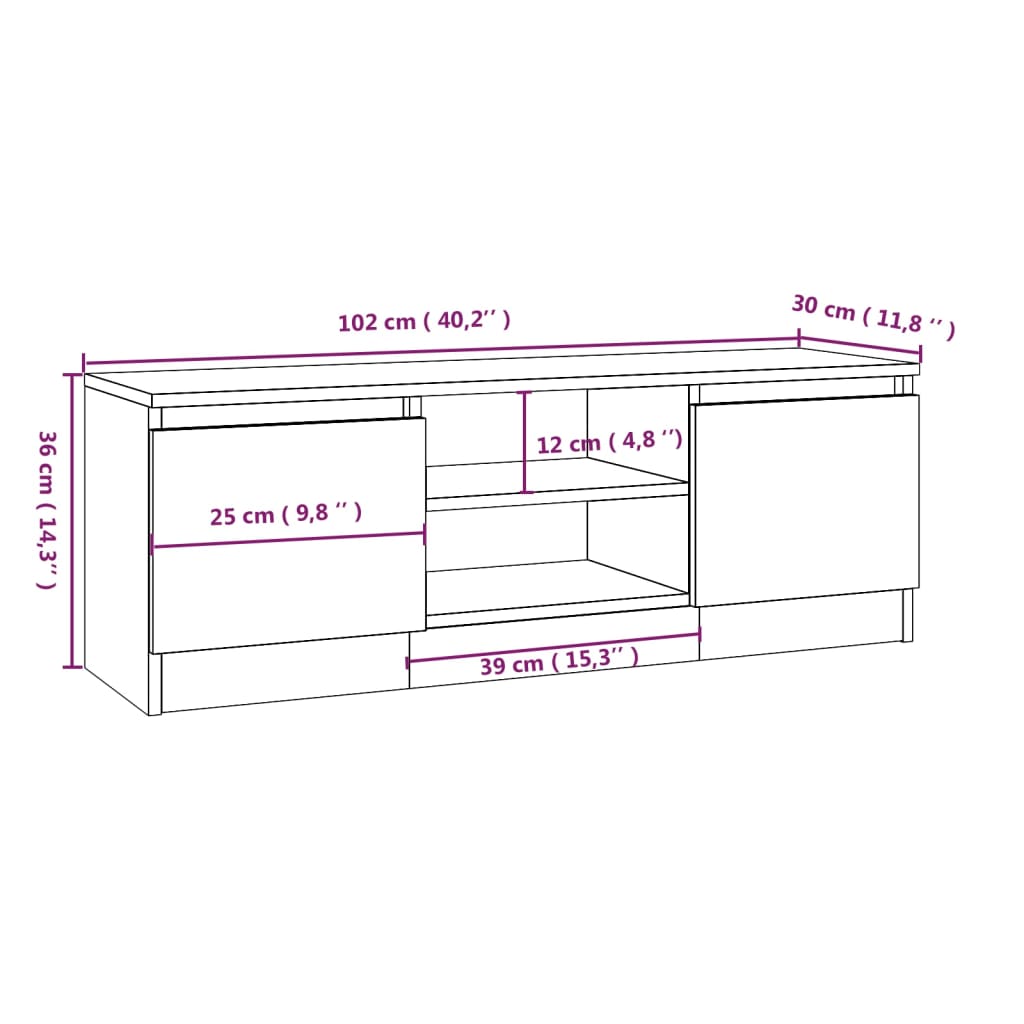 Έπιπλο Τηλεόρασης με Πόρτα Γκρι Sonoma 102 x 30 x 36 εκ. - Pakobazaar