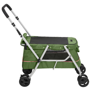 Καρότσι Σκύλου Πτυσσόμενο Πράσινο 100x49x96 εκ. Λινό Ύφασμα - PAKOBAZAAR