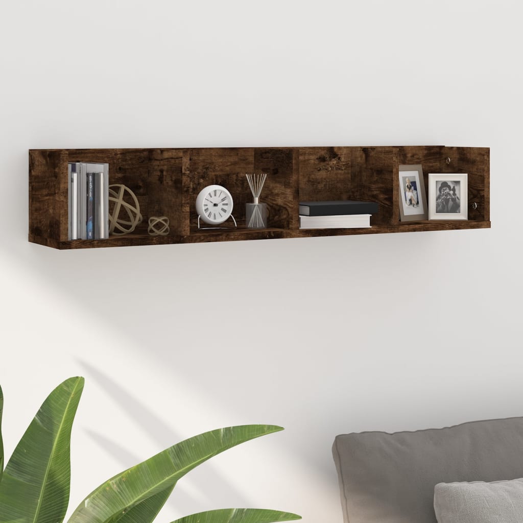 Ραφιέρα Τοίχου για CD Καπνιστή Δρυς 100x18x18 εκ. Επεξ. Ξύλο - Pakobazaar