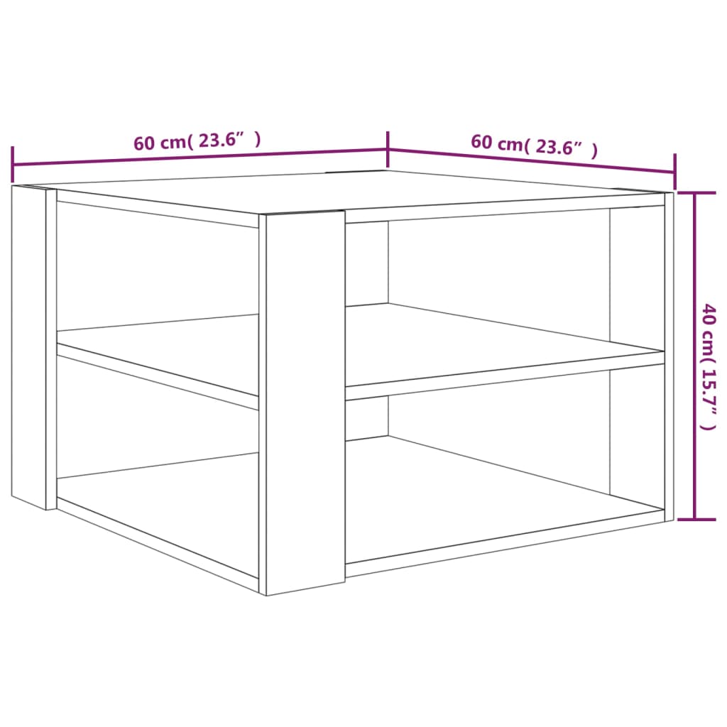 Τραπεζάκι Σαλονιού Καφέ Δρυς 60x60x40 εκ. Επεξεργασμένο Ξύλο