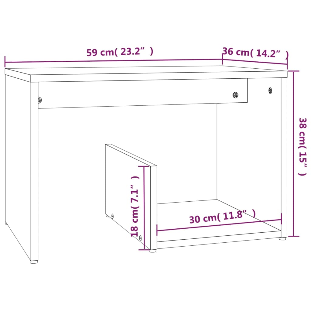 Τραπέζι Βοηθητικό Γκρι Sonoma 59x36x38 εκ. Επεξεργασμένο Ξύλο