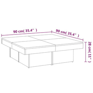 Τραπεζάκι Σαλονιού Καπνιστή Δρυς 90x90x28 εκ. Επεξεργασμ. Ξύλο - Pakobazaar