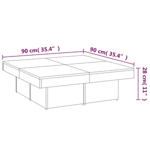 Τραπεζάκι Σαλονιού Γκρι Sonoma 90x90x28 εκ. Επεξεργασμένο Ξύλο