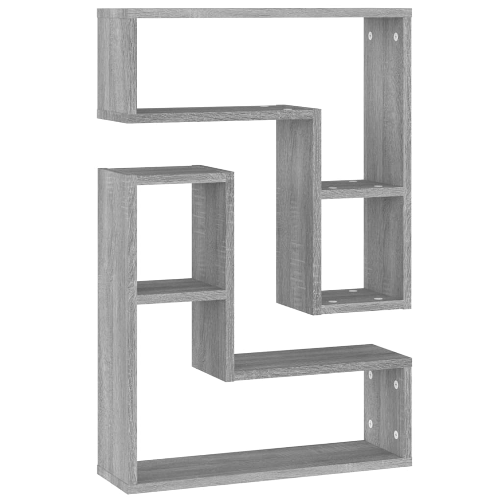 Ραφιέρες Τοίχου 2 τεμ. Γκρι Sonoma 50  x 15 x 50 εκ. Επεξ. Ξύλο