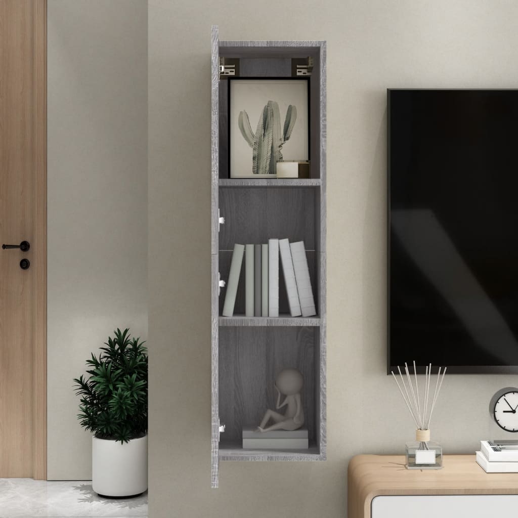 Έπιπλο Τηλεόρασης Επιτοίχιο Γκρι Sonoma 30,5 x 30 x 110 εκ.