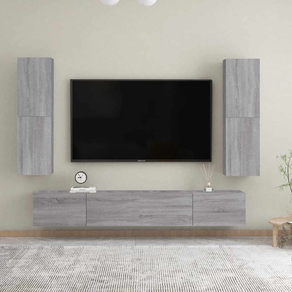 Έπιπλο Τηλεόρασης Επιτοίχιο Γκρι Sonoma 30,5 x 30 x 110 εκ.