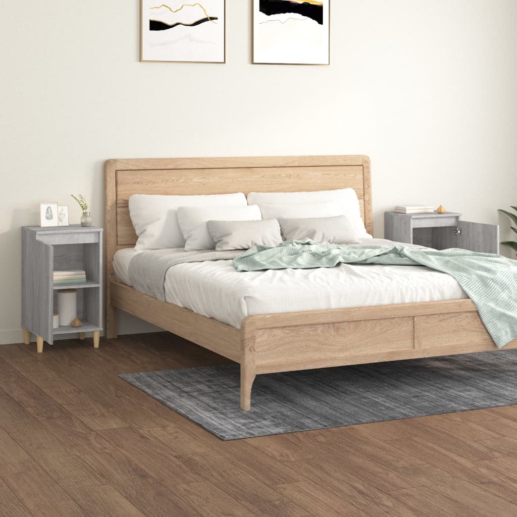 Κομοδίνα 2 τεμ. Γκρι Sonoma 40x35x70 εκ. από Επεξεργασμένο Ξύλο