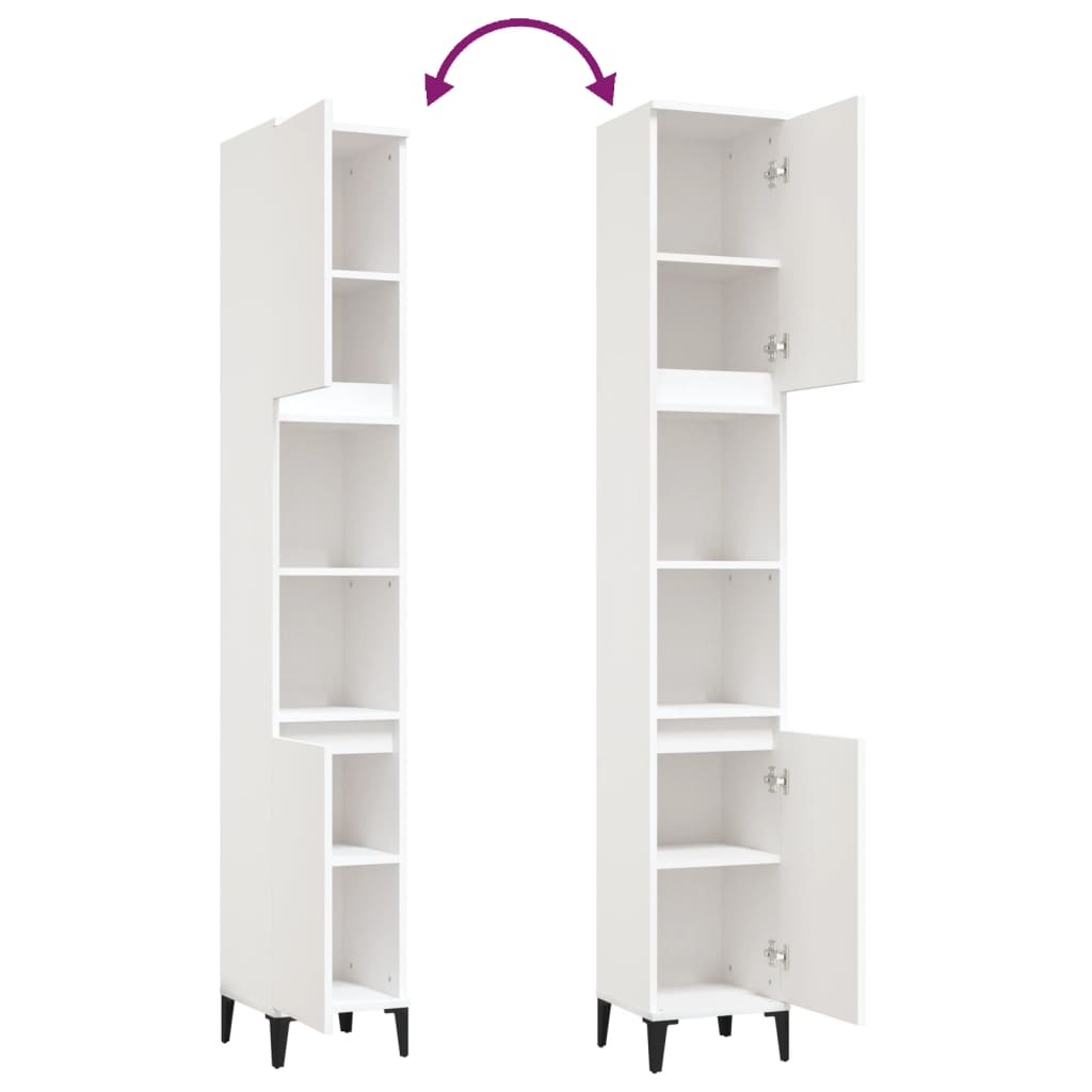 Ντουλάπι Μπάνιου Λευκό 30 x 30 x 190 εκ. από Επεξεργασμένο Ξύλο - Pakobazaar