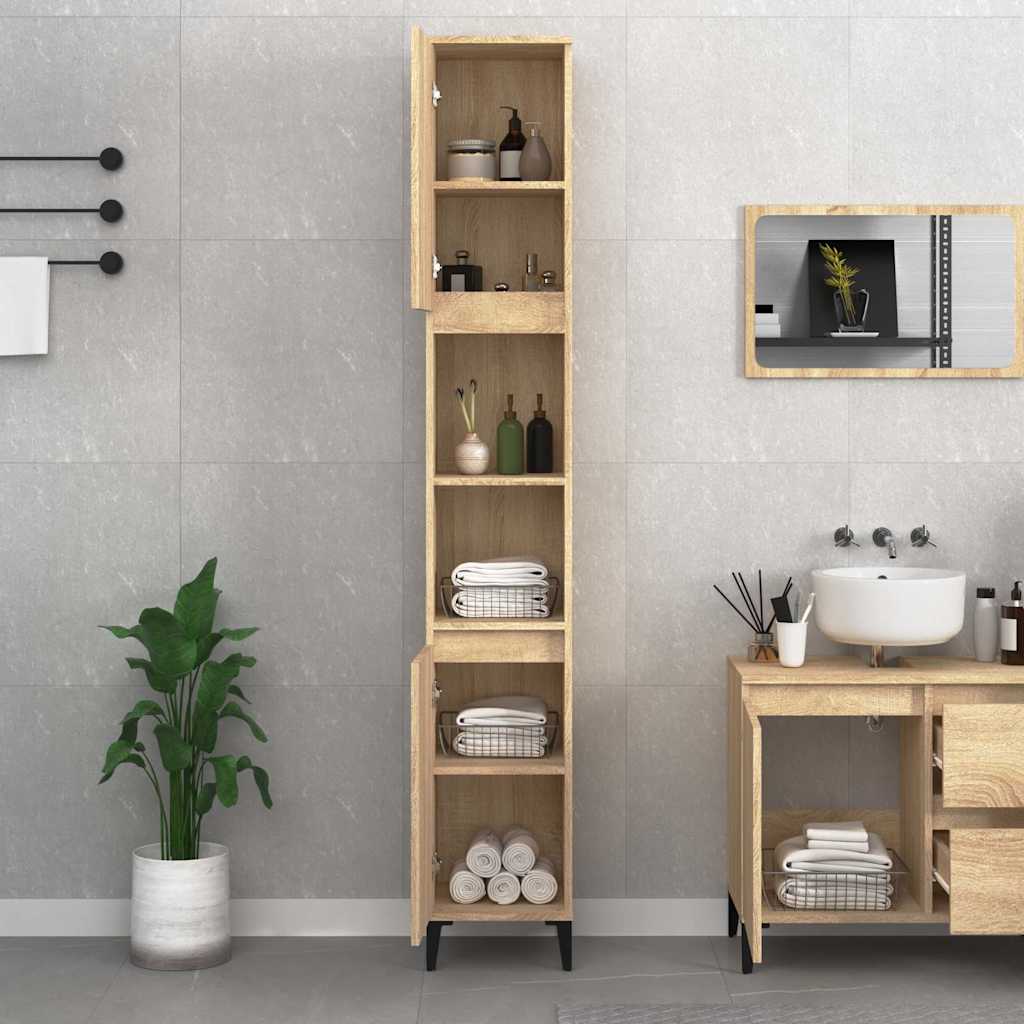 Ντουλάπι Μπάνιου Sonoma Δρυς 30x30x190 εκ. Επεξεργασμένο Ξύλο