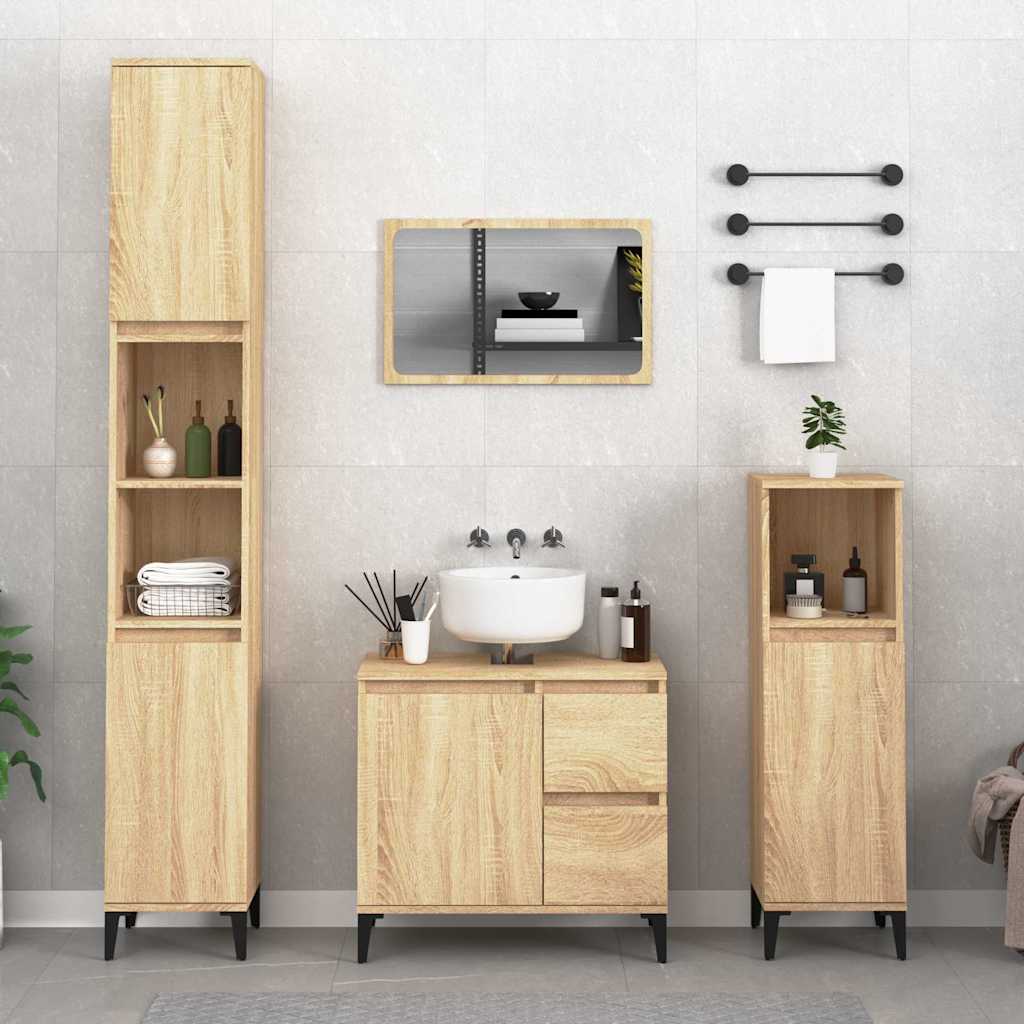 Ντουλάπι Μπάνιου Sonoma Δρυς 30x30x190 εκ. Επεξεργασμένο Ξύλο