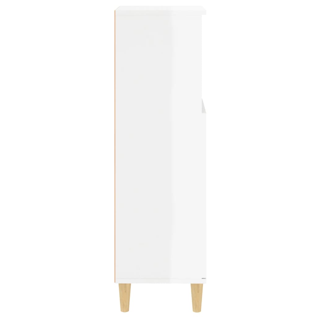 Ντουλάπι Μπάνιου Γυαλιστερό Λευκό 30x30x100 εκ. Επεξεργ. Ξύλο