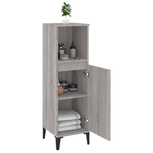 Ντουλάπι Μπάνιου Γκρι Sonoma 30x30x100 εκ. Επεξεργασμένο Ξύλο