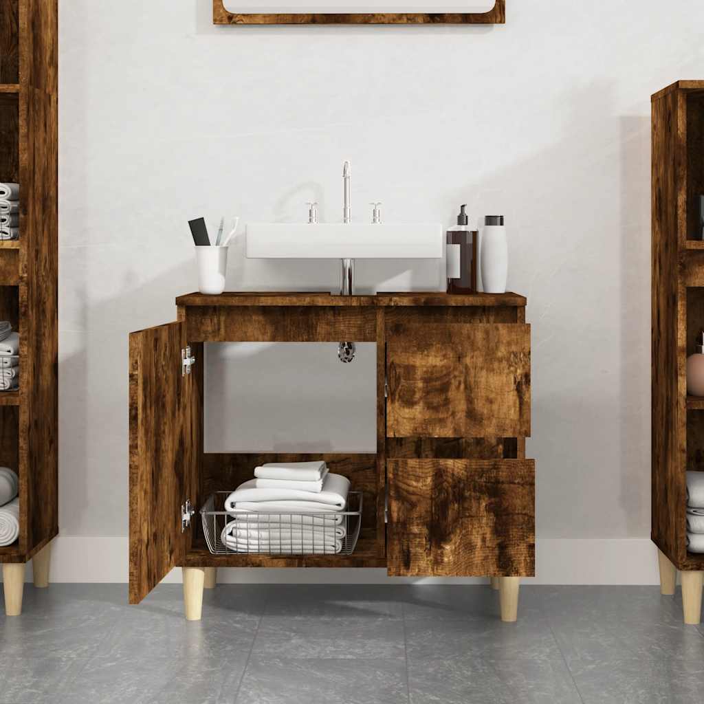 Ντουλάπι Μπάνιου Καπνιστή Δρυς 65x33x60 εκ. Επεξεργασμένο Ξύλο - Pakobazaar