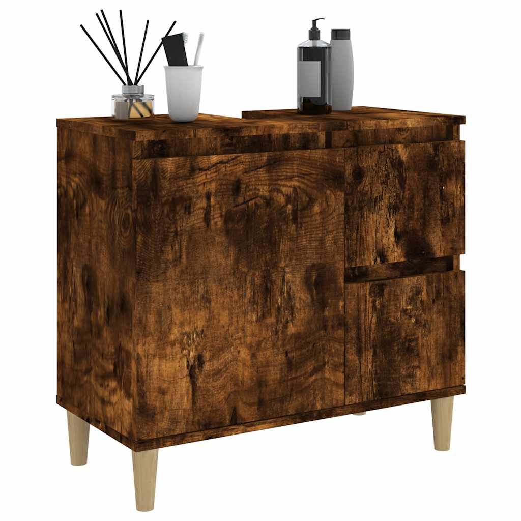 Ντουλάπι Μπάνιου Καπνιστή Δρυς 65x33x60 εκ. Επεξεργασμένο Ξύλο - Pakobazaar