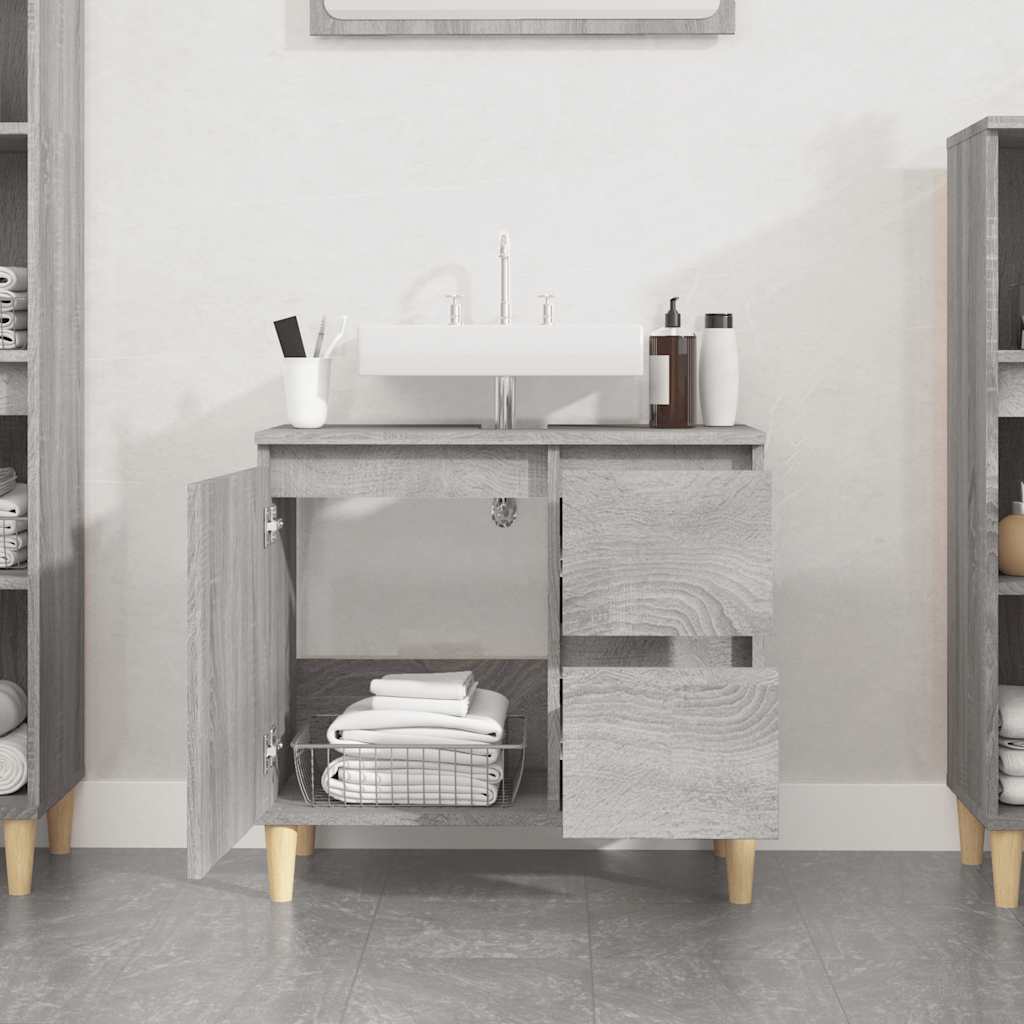 Ντουλάπι Μπάνιου Γκρι Sonoma 65x33x60 εκ. Επεξεργασμένο Ξύλο - Pakobazaar