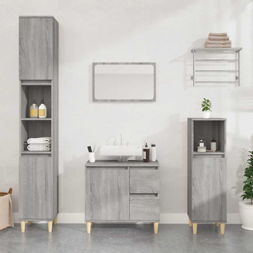 Ντουλάπι Μπάνιου Γκρι Sonoma 65x33x60 εκ. Επεξεργασμένο Ξύλο - Pakobazaar