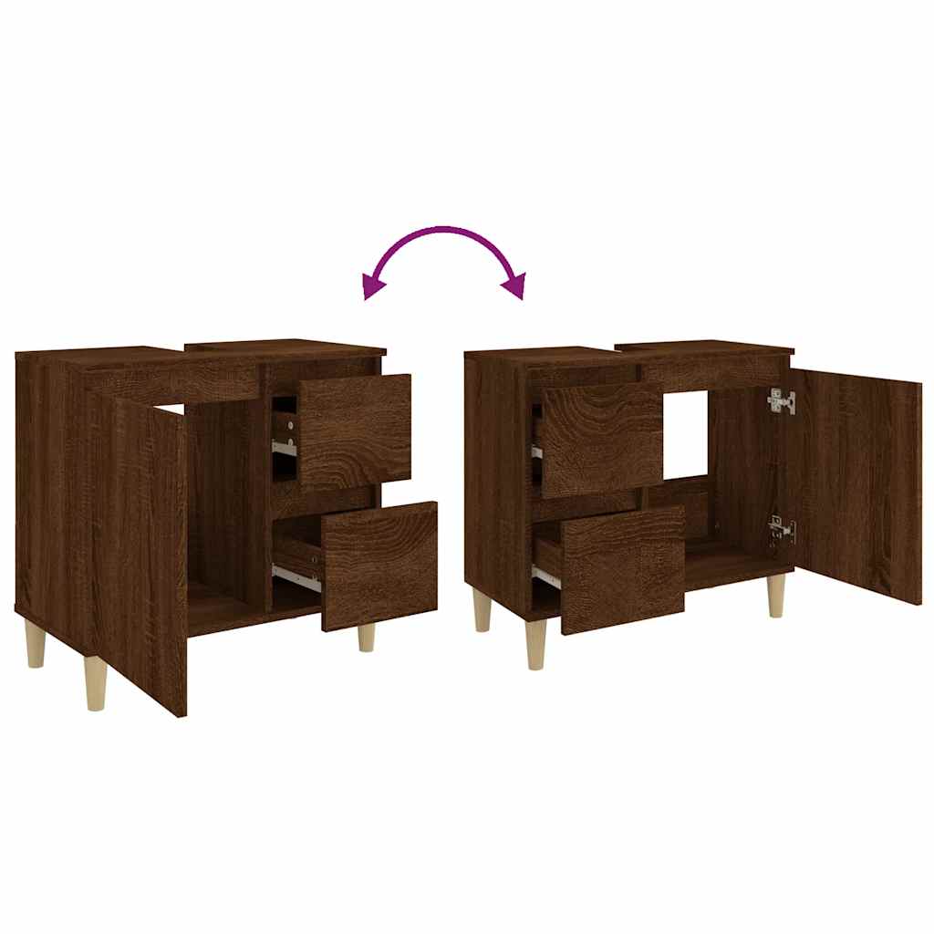 Ντουλάπι Μπάνιου Καφέ Δρυς 65x33x60 εκ. Επεξεργασμένο Ξύλο