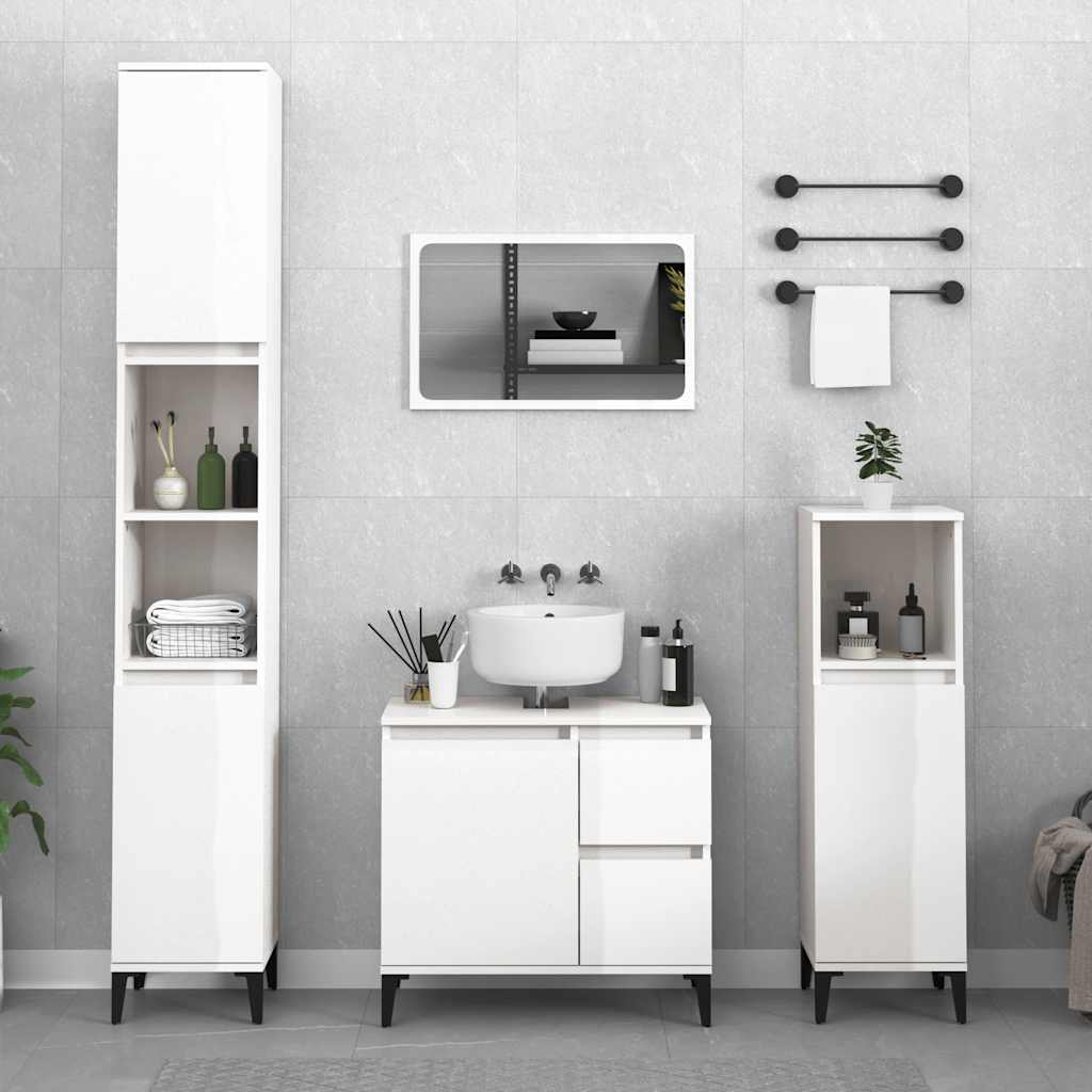 Ντουλάπι Μπάνιου Γυαλιστερό Λευκό 65x33x60 εκ. Επεξεργ. Ξύλο