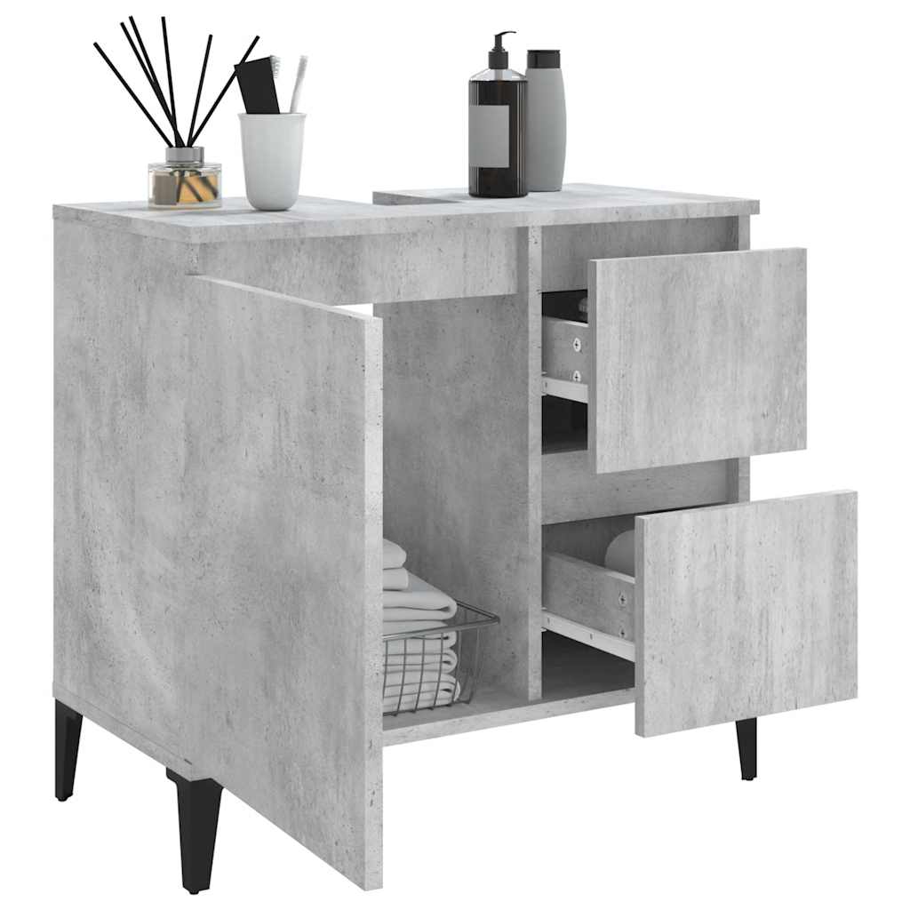Ντουλάπι Μπάνιου Γκρι Σκυροδέματος 65x33x60 εκ. Επεξ. Ξύλο