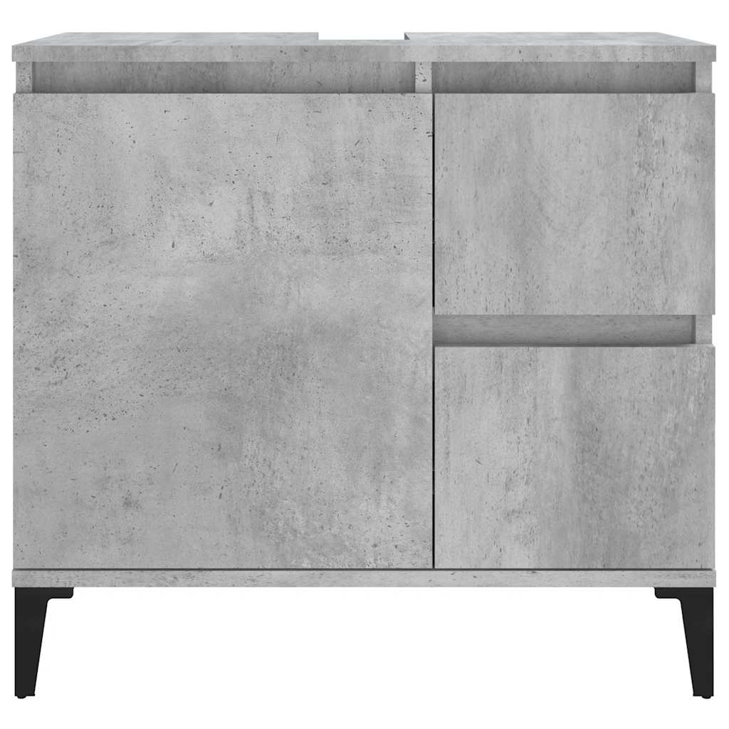 Ντουλάπι Μπάνιου Γκρι Σκυροδέματος 65x33x60 εκ. Επεξ. Ξύλο