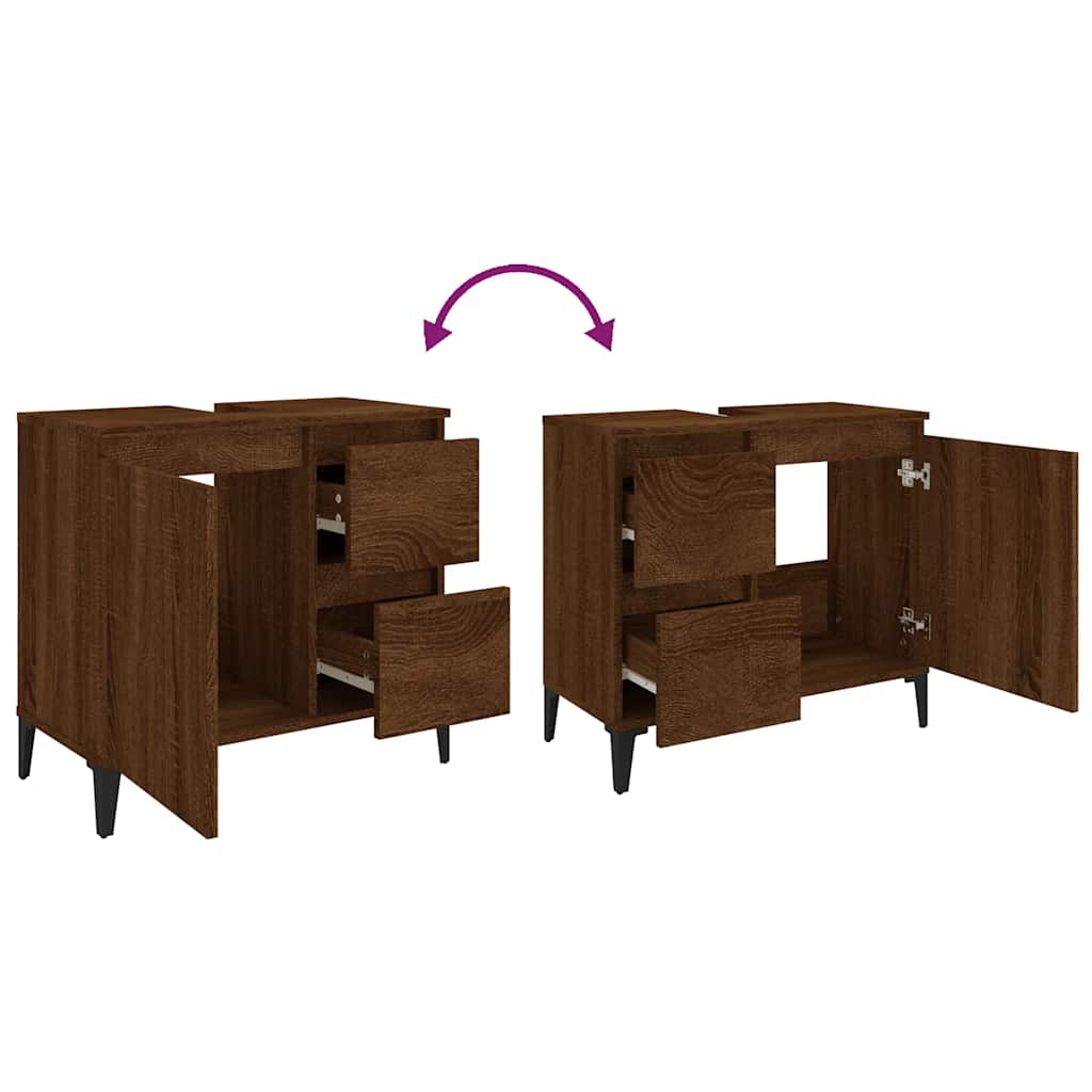 Ντουλάπι Μπάνιου Καφέ Δρυς 65x33x60 εκ. Επεξεργασμένο Ξύλο