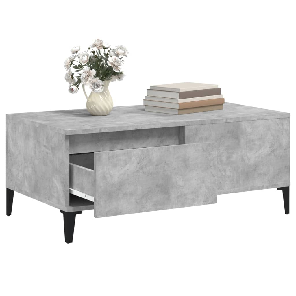 Τραπεζάκι Σαλονιού Γκρι Σκυροδ. 90x50x36,5 εκ. Επεξεργ. Ξύλο