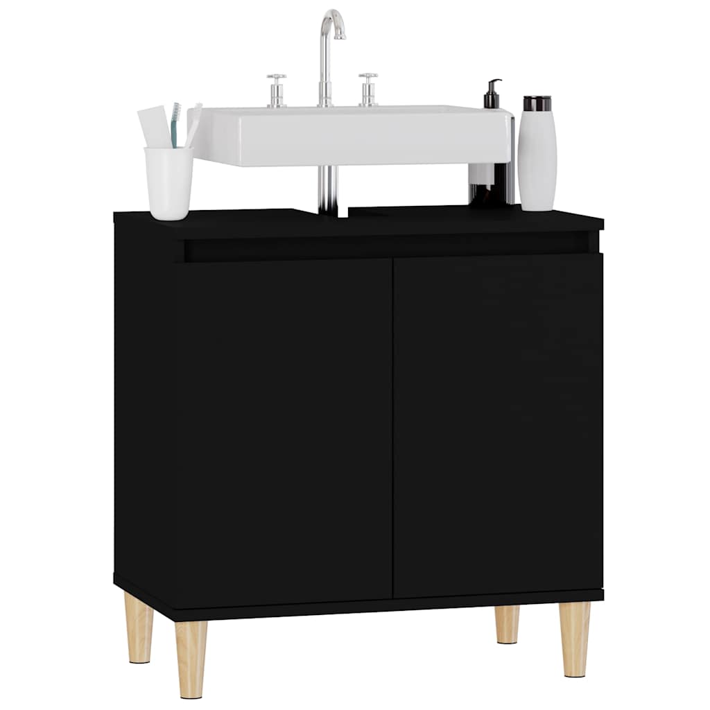 Ντουλάπι Νιπτήρα Μαύρο 58x33x60 εκ. Επεξεργασμένο Ξύλο - Pakobazaar