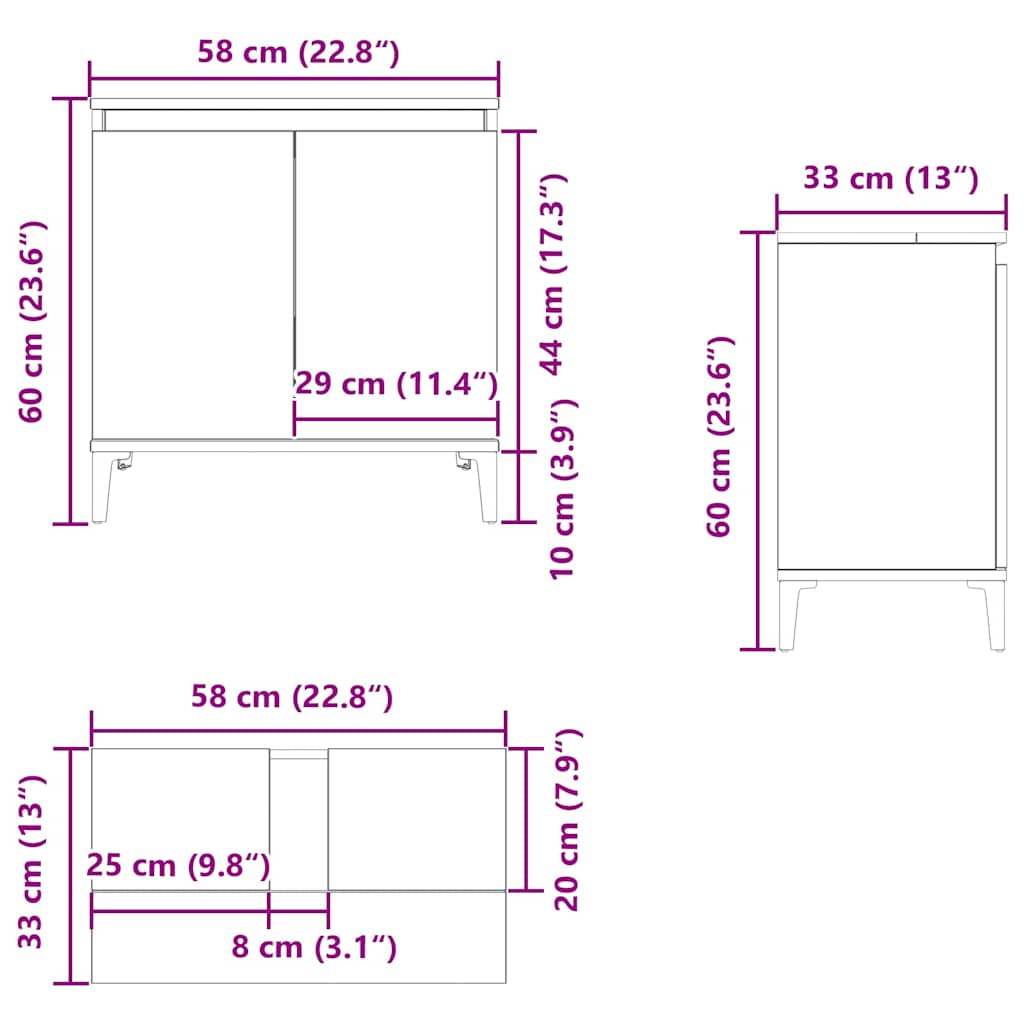 Ντουλάπι Νιπτήρα Λευκό 58 x 33 x 60 εκ. από Επεξεργασμένο Ξύλο - Pakobazaar