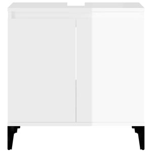 Ντουλάπι Νιπτήρα Γυαλ. Λευκό 58x33x60 εκ. Επεξεργασμένο Ξύλο - Pakobazaar