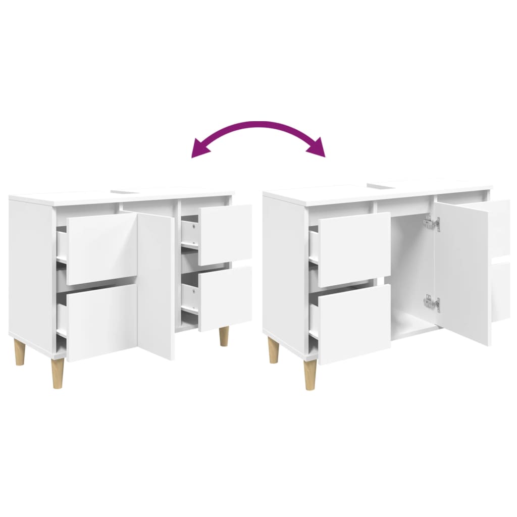 Ντουλάπι Νιπτήρα Λευκό 80 x 33 x 60 εκ. από Επεξεργασμένο Ξύλο