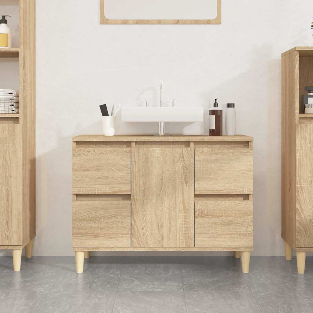 Ντουλάπι Νιπτήρα Sonoma Δρυς 80x33x60 εκ. Επεξεργασμένο Ξύλο - Pakobazaar